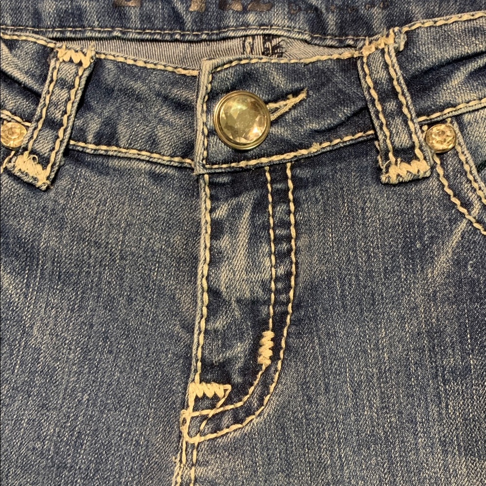 Y2K D-Fuz Rhinestone Embellished Classic Blue Boot Cut Women's Jeans size 7/8 - Picture 8 of 11